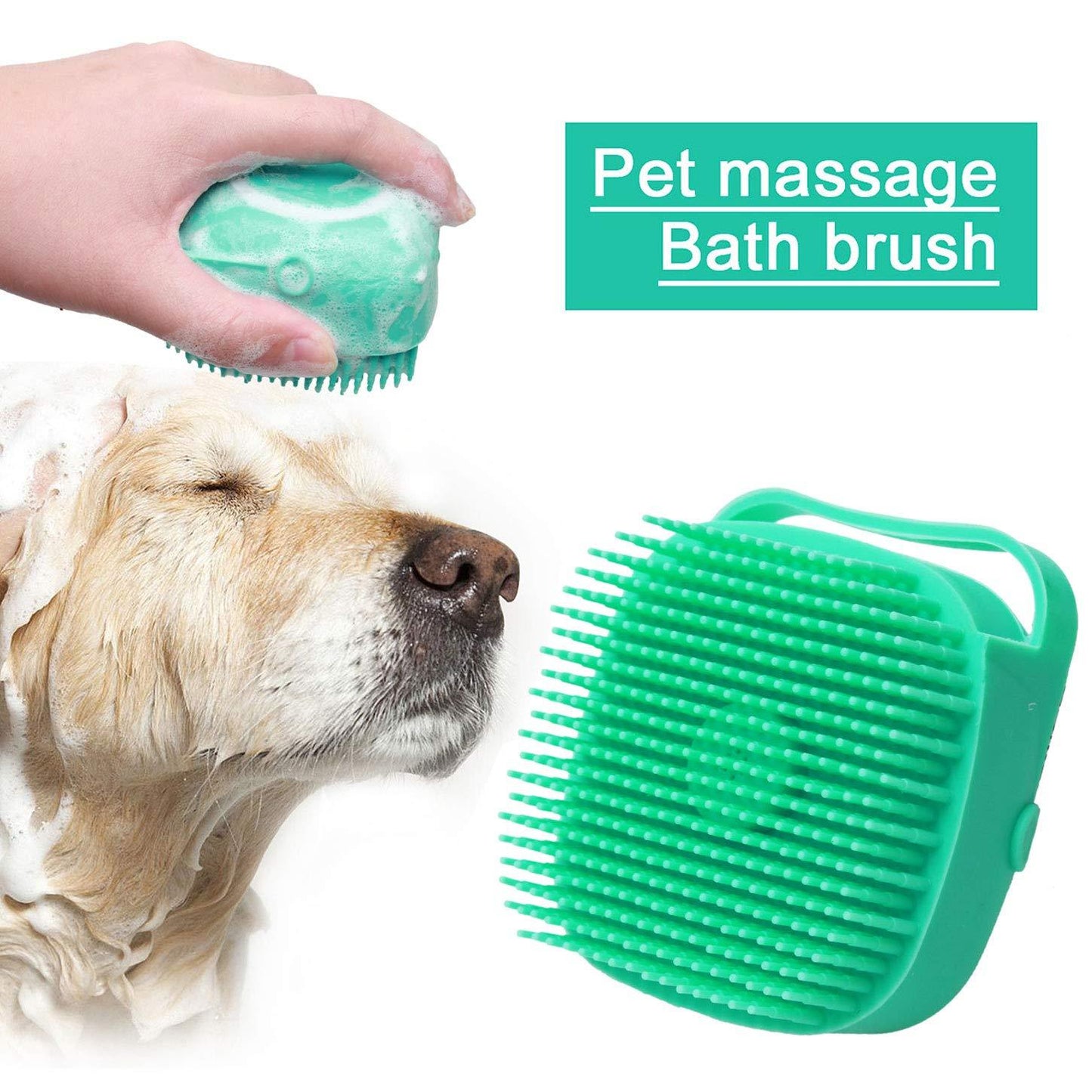 Pet Shampoo Massager Brush – Soft Silicone Grooming Scrubber for Dogs & Cats