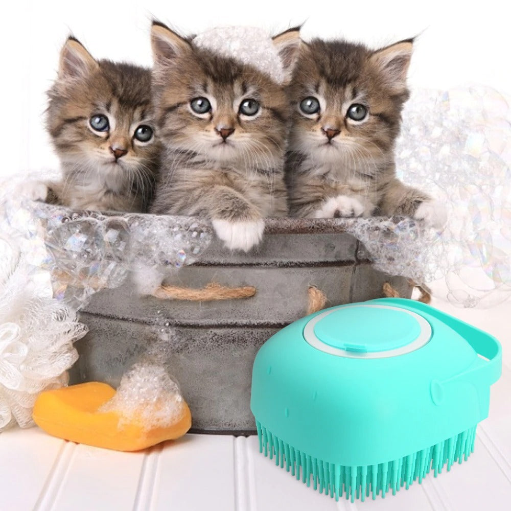 Pet Shampoo Massager Brush – Soft Silicone Grooming Scrubber for Dogs & Cats