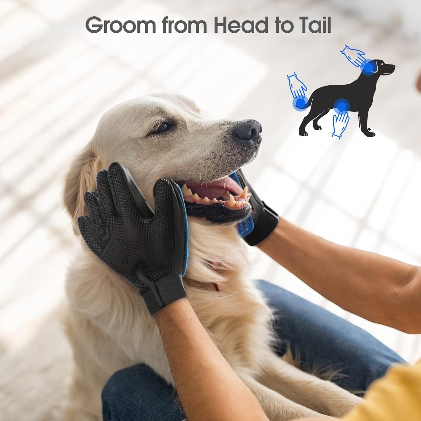 Upgrade Pet Grooming Gloves Cat Brushes For Gentle Shedding Efficient Pets Hair Remover Mittens Dog Washing Gloves For Long And Short Hair Dogs Cats Horse